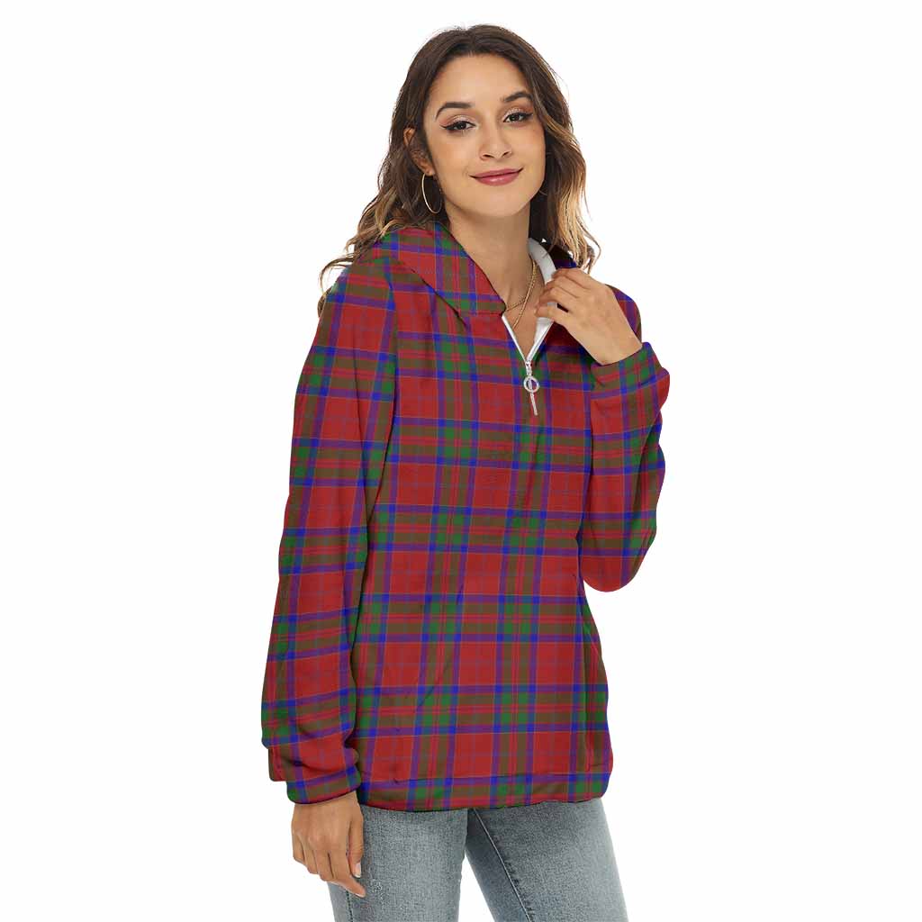 Tartan Vibes Clothing MacGillivray (McGillivray) Tartan Women's Borg  Half Zip Fleece Hoodie