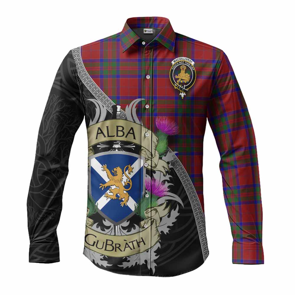 Tartan Vibes Clothing MacGillivray (McGillivray) Tartan Family Crest Long Sleeve Button Shirt Lion Rampant Royal Thistle Shield Celtic Inspired