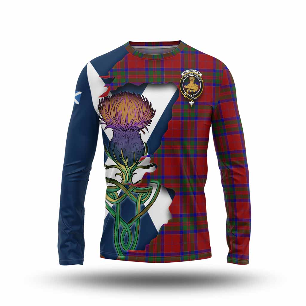 Tartan Vibes Clothing MacGillivray (McGillivray) Tartan Family Crest Long Sleeve T-Shirt Scottish Thistle Celtic Inspired