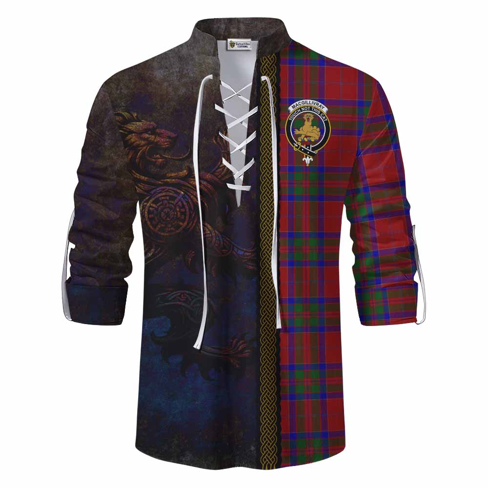Tartan Vibes Clothing MacGillivray (McGillivray) Tartan Family Crest Ghillie Kilt Shirt Alba Gu Brath Be Brave Lion Ancient Style