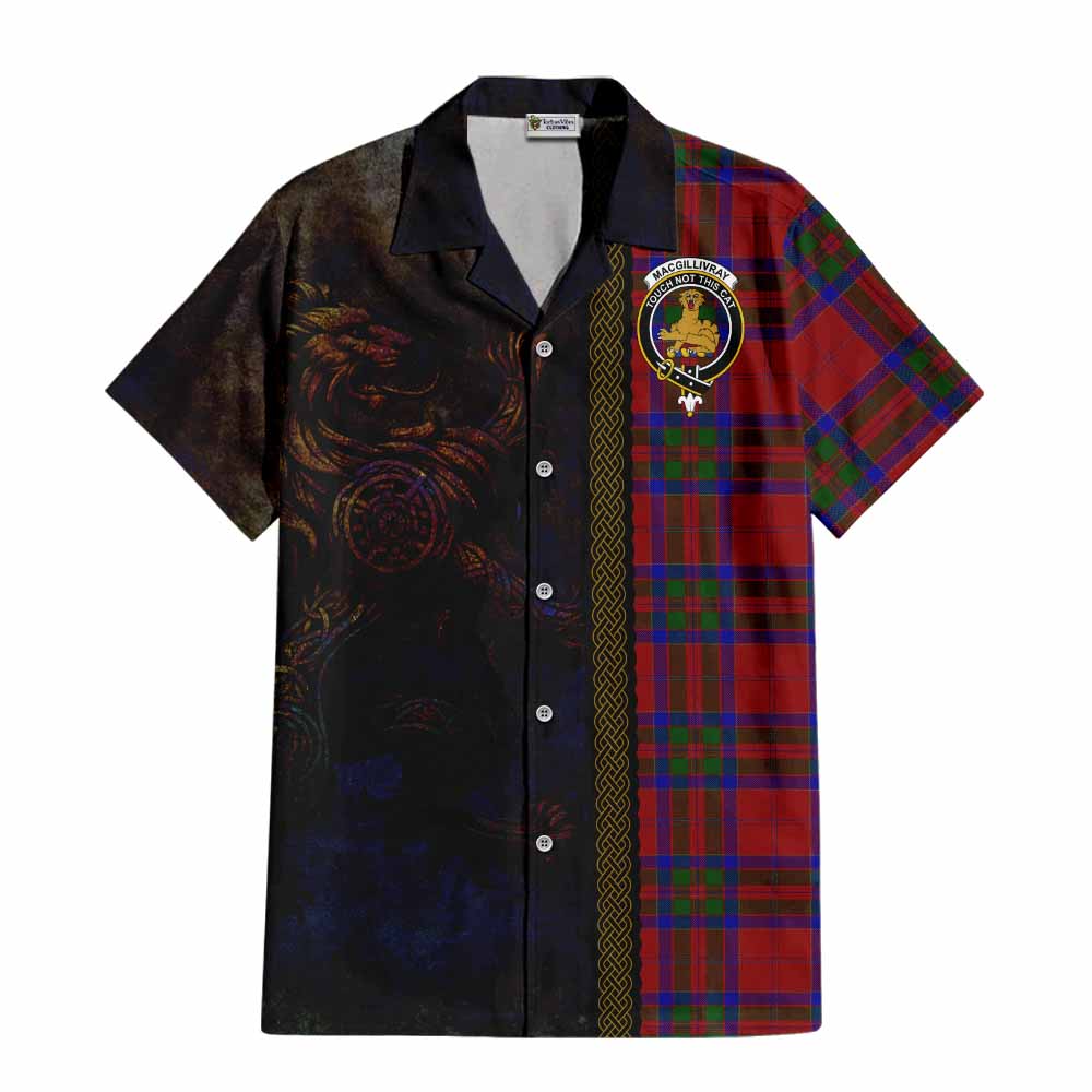 Tartan Vibes Clothing MacGillivray (McGillivray) Tartan Family Crest Short Sleeve Button Shirt Alba Gu Brath Be Brave Lion Ancient Style