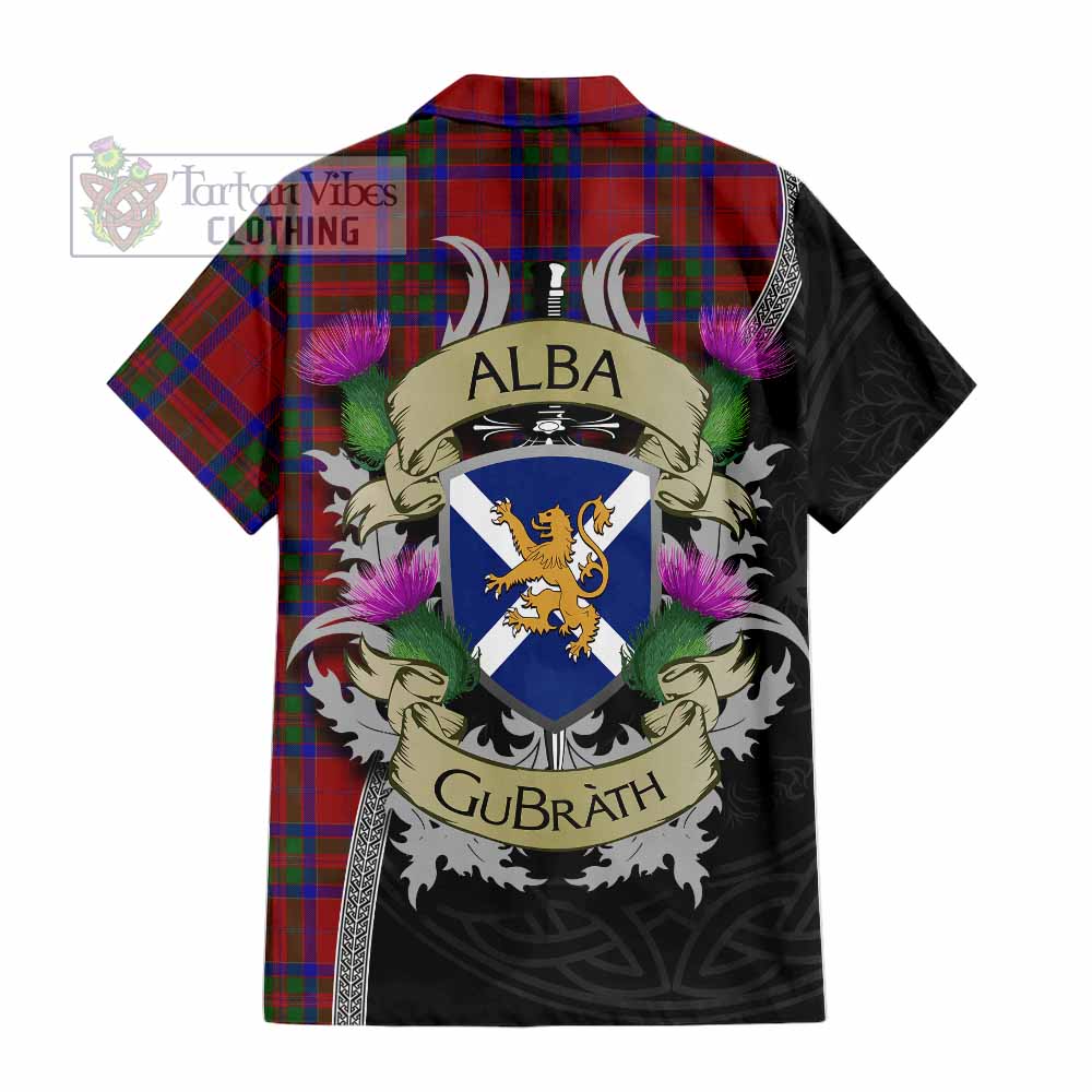 Tartan Vibes Clothing MacGillivray (McGillivray) Tartan Family Crest Short Sleeve Button Shirt Lion Rampant Royal Thistle Shield Celtic Inspired