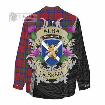 Tartan Vibes Clothing MacGillivray (McGillivray) Tartan Family Crest Women's Casual Shirt Lion Rampant Royal Thistle Shield Celtic Inspired