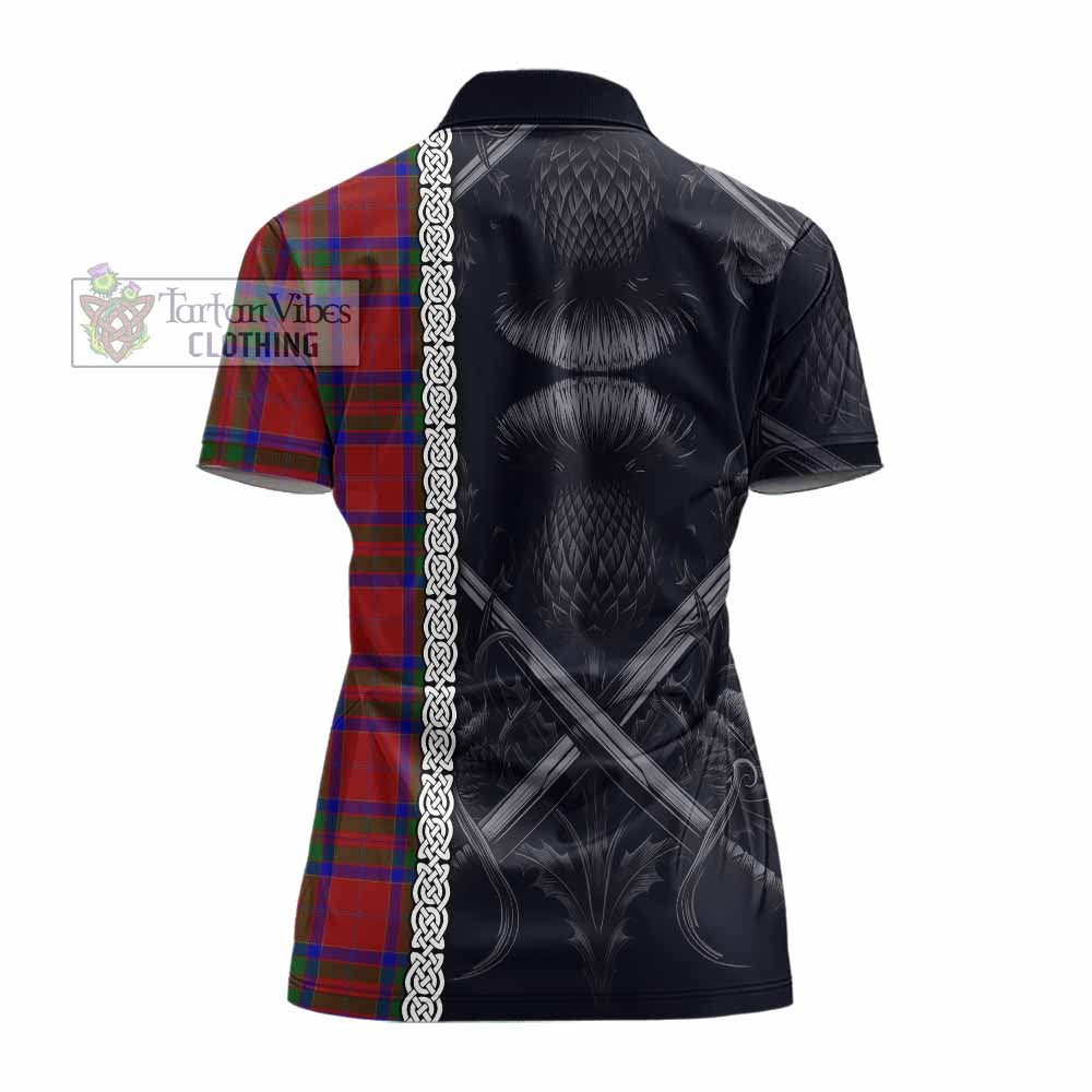 Tartan Vibes Clothing MacGillivray (McGillivray) Tartan Women's Polo Shirt with Family Crest Cross Sword Thistle Celtic Vibes