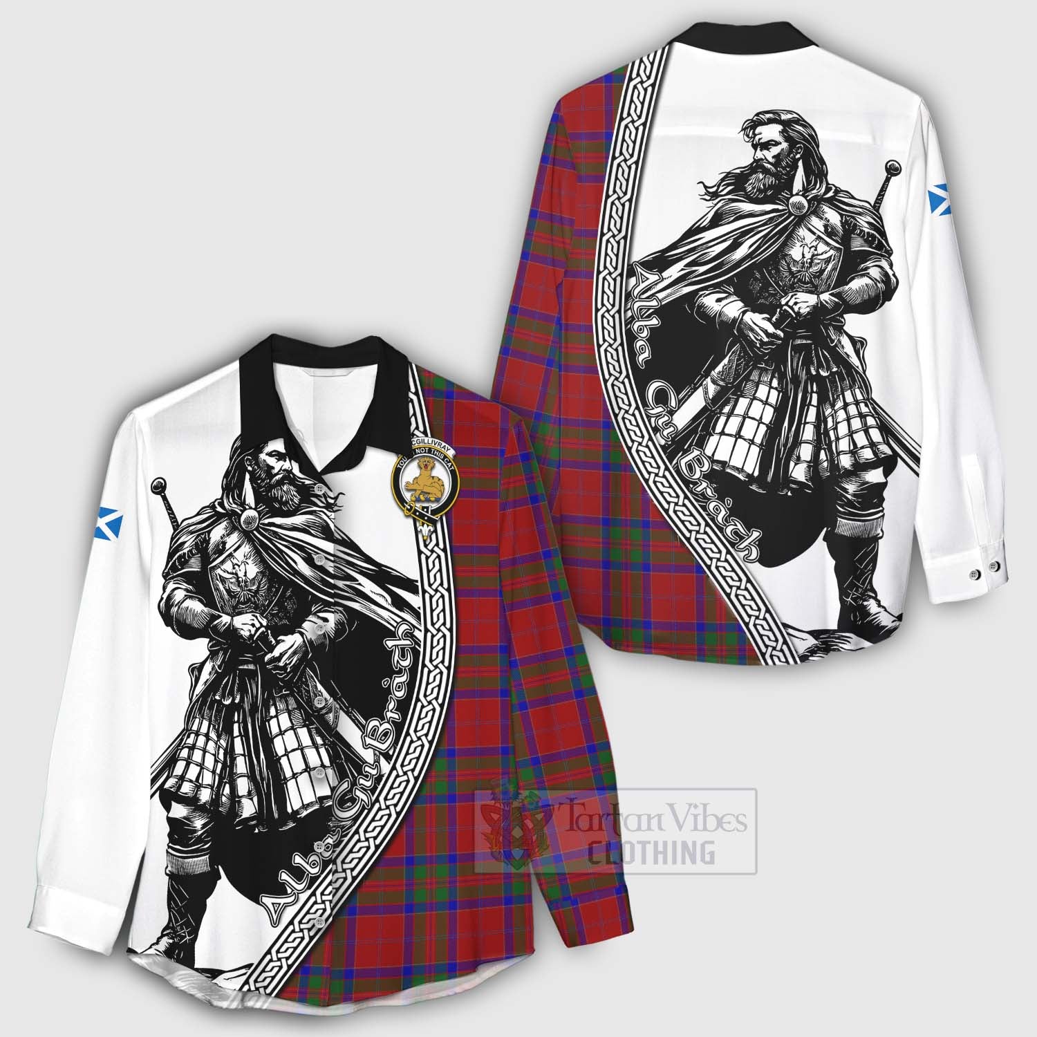 Tartan Vibes Clothing MacGillivray (McGillivray) Tartan Clan Crest Women's Casual Shirt with Highlander Warrior Celtic Style