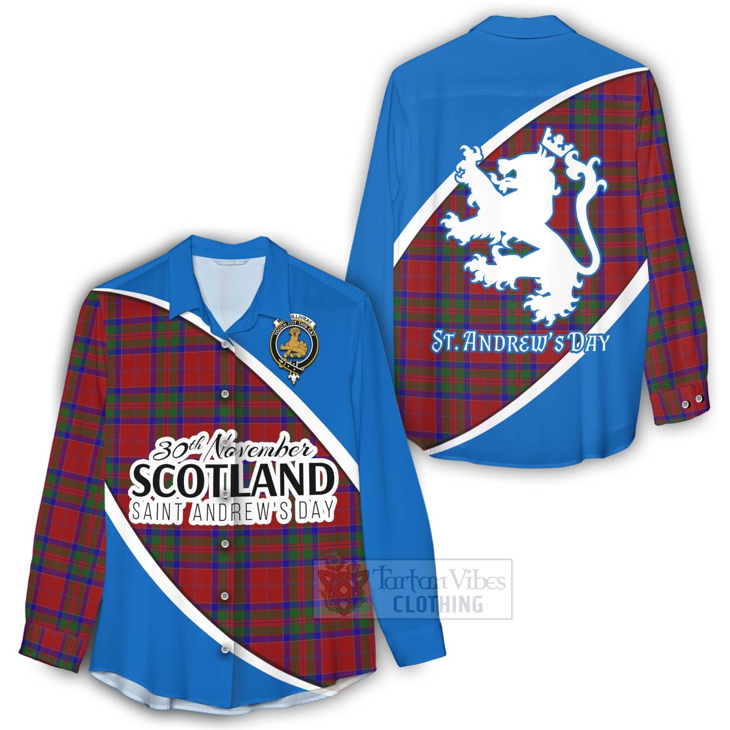Tartan Vibes Clothing MacGillivray (McGillivray) Family Crest Tartan Women's Casual Shirt Celebrate Saint Andrew's Day in Style