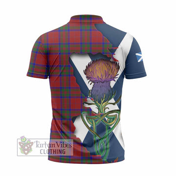Tartan Vibes Clothing MacGillivray (McGillivray) Tartan Family Crest Zipper Polo Shirt Scottish Thistle Celtic Inspired