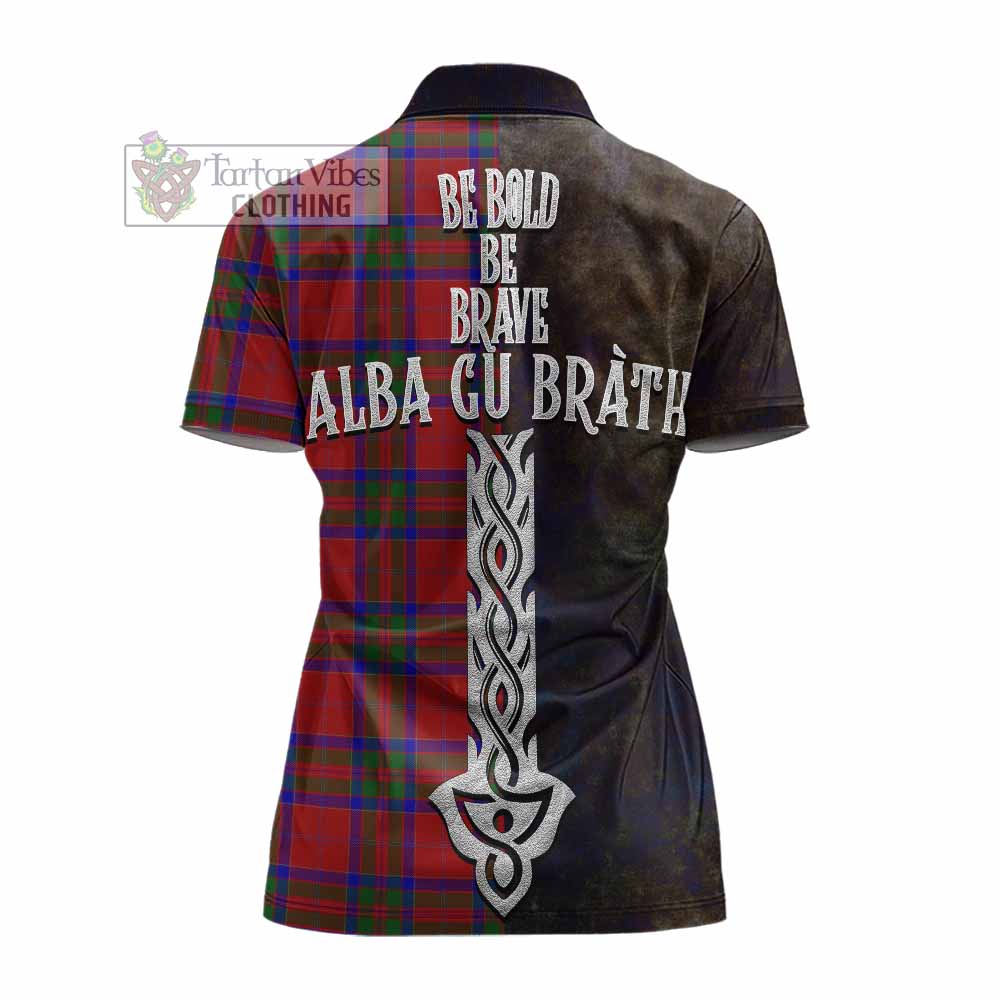 Tartan Vibes Clothing MacGillivray (McGillivray) Tartan Family Crest Women's Polo Shirt Alba Gu Brath Be Brave Lion Ancient Style