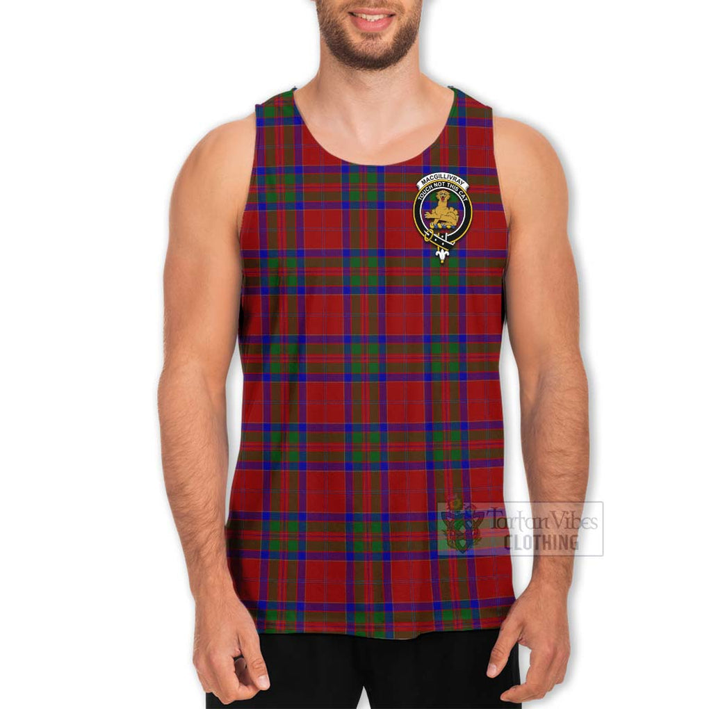 Tartan Vibes Clothing MacGillivray (McGillivray) Tartan Men's Tank Top with Family Crest and Bearded Skull Holding Bottles of Whiskey