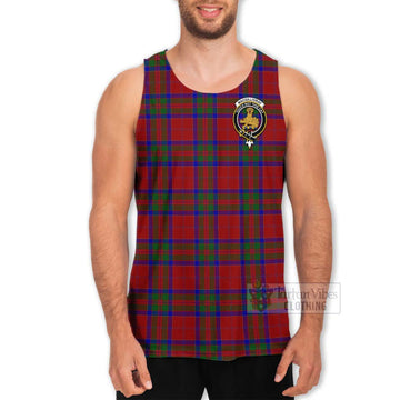 MacGillivray (McGillivray) Tartan Men's Tank Top with Family Crest and Bearded Skull Holding Bottles of Whiskey
