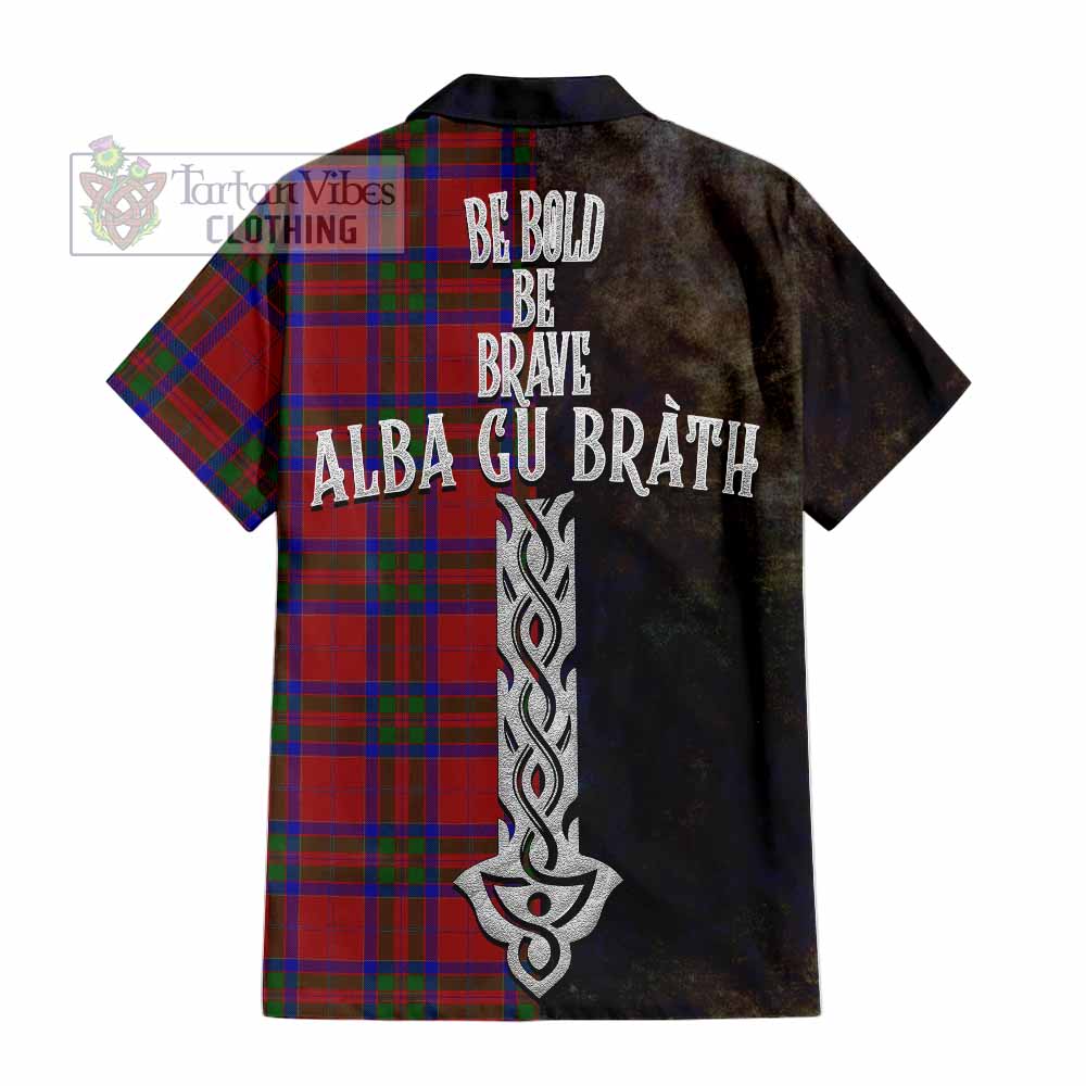 Tartan Vibes Clothing MacGillivray (McGillivray) Tartan Family Crest Short Sleeve Button Shirt Alba Gu Brath Be Brave Lion Ancient Style