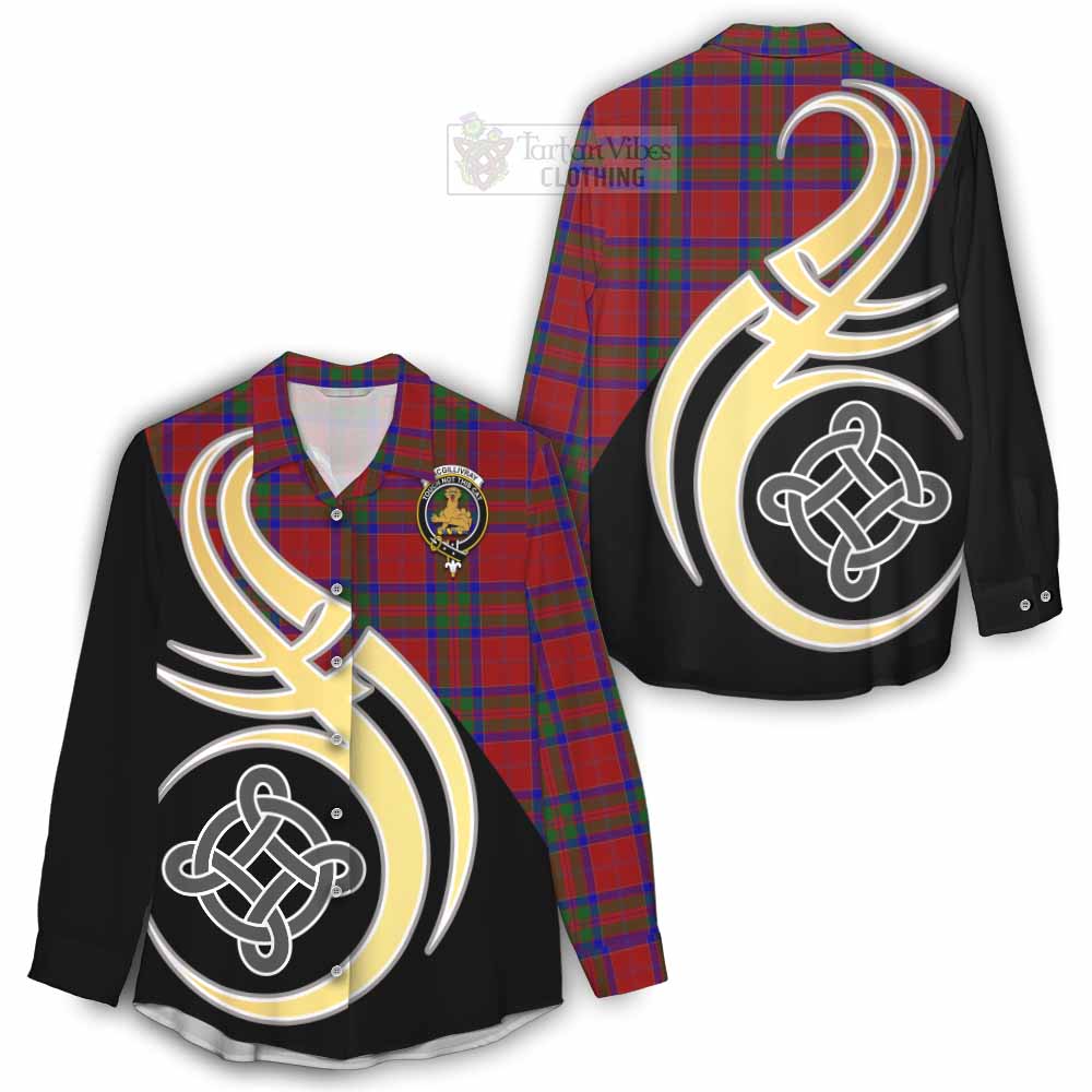 Tartan Vibes Clothing MacGillivray (McGillivray) Tartan Women's Casual Shirt with Family Crest and Celtic Symbol Style