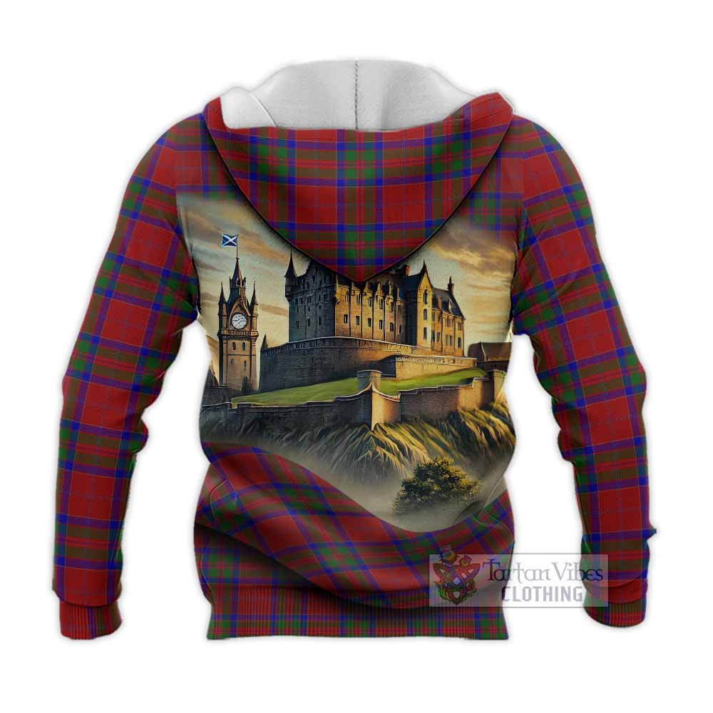 Tartan Vibes Clothing MacGillivray (McGillivray) Tartan Family Crest Knitted Hoodie with Scottish Ancient Castle Style