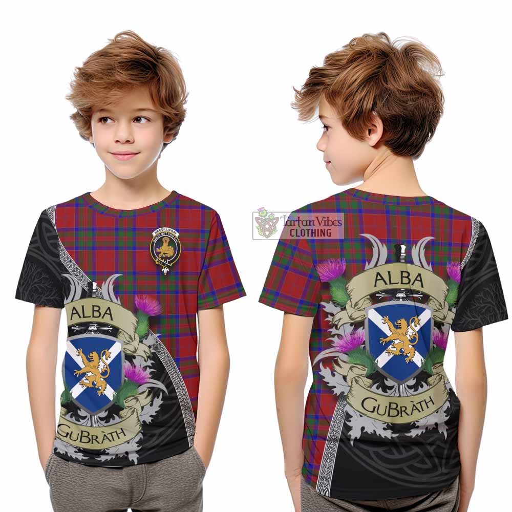 Tartan Vibes Clothing MacGillivray (McGillivray) Tartan Family Crest Kid T-Shirt Lion Rampant Royal Thistle Shield Celtic Inspired