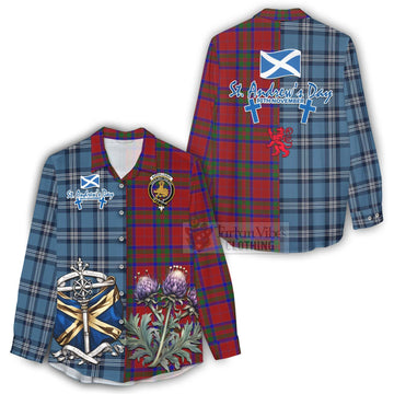 Tartan Vibes Clothing MacGillivray (McGillivray) Tartan Women's Casual Shirt Happy St. Andrew's Day Half Tartan Style