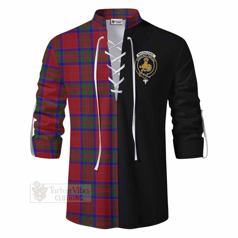 Tartan Vibes Clothing MacGillivray (McGillivray) Tartan Ghillie Kilt Shirt with Family Crest and Half Of Me Style