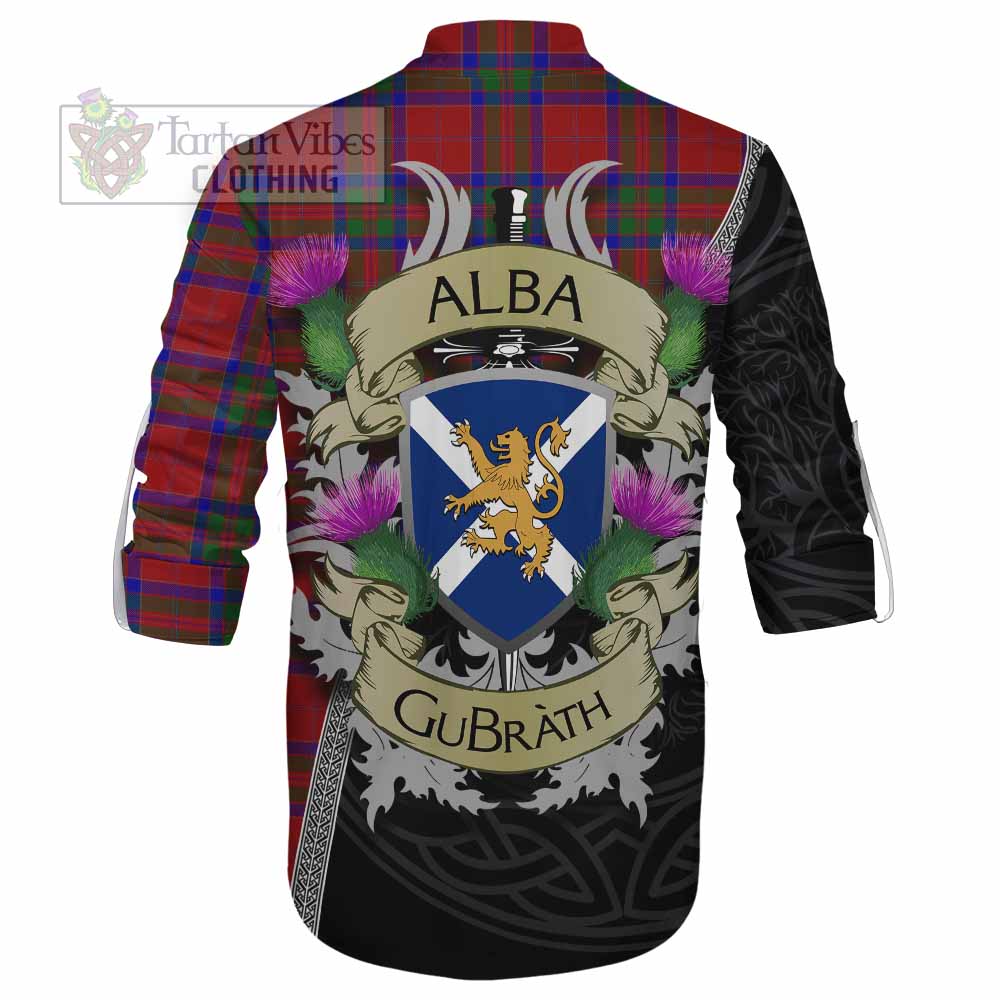 Tartan Vibes Clothing MacGillivray (McGillivray) Tartan Family Crest Ghillie Kilt Shirt Lion Rampant Royal Thistle Shield Celtic Inspired