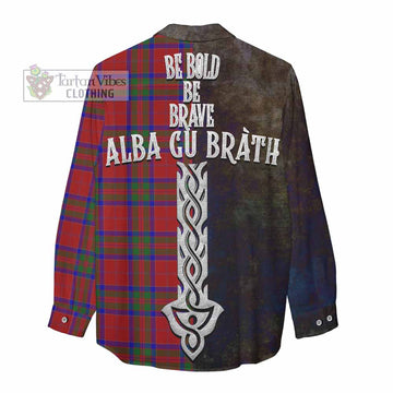 MacGillivray (McGillivray) Tartan Family Crest Women's Casual Shirt Alba Gu Brath Be Brave Lion Ancient Style