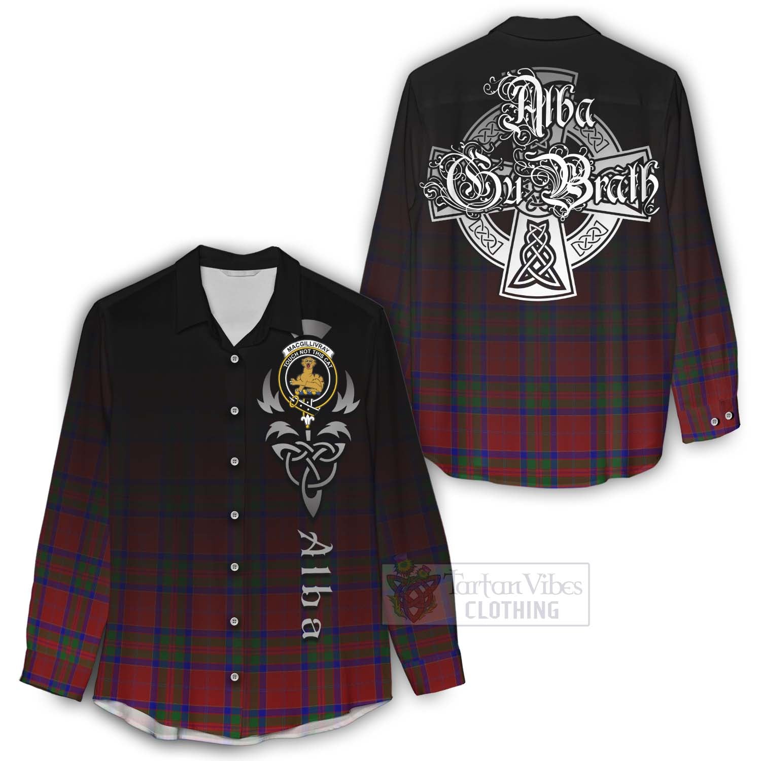 Tartan Vibes Clothing MacGillivray (McGillivray) Tartan Women's Casual Shirt Featuring Alba Gu Brath Family Crest Celtic Inspired