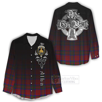 Tartan Vibes Clothing MacGillivray (McGillivray) Tartan Women's Casual Shirt Featuring Alba Gu Brath Family Crest Celtic Inspired
