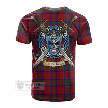Tartan Vibes Clothing MacGillivray (McGillivray) Tartan Cotton T-shirt with Family Crest Celtic Skull Style