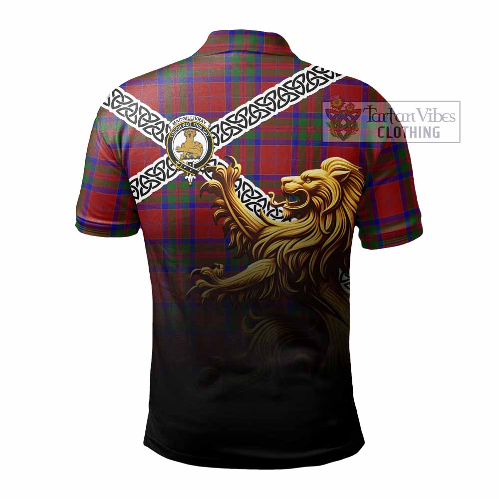 Tartan Vibes Clothing MacGillivray (McGillivray) Crest Tartan Polo Shirt with Golden Lion Emblem Celtic Style