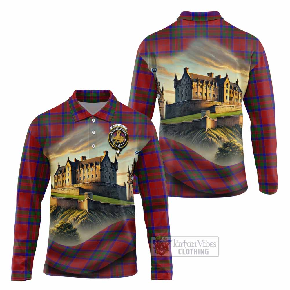 Tartan Vibes Clothing MacGillivray (McGillivray) Tartan Family Crest Long Sleeve Polo Shirt with Scottish Ancient Castle Style