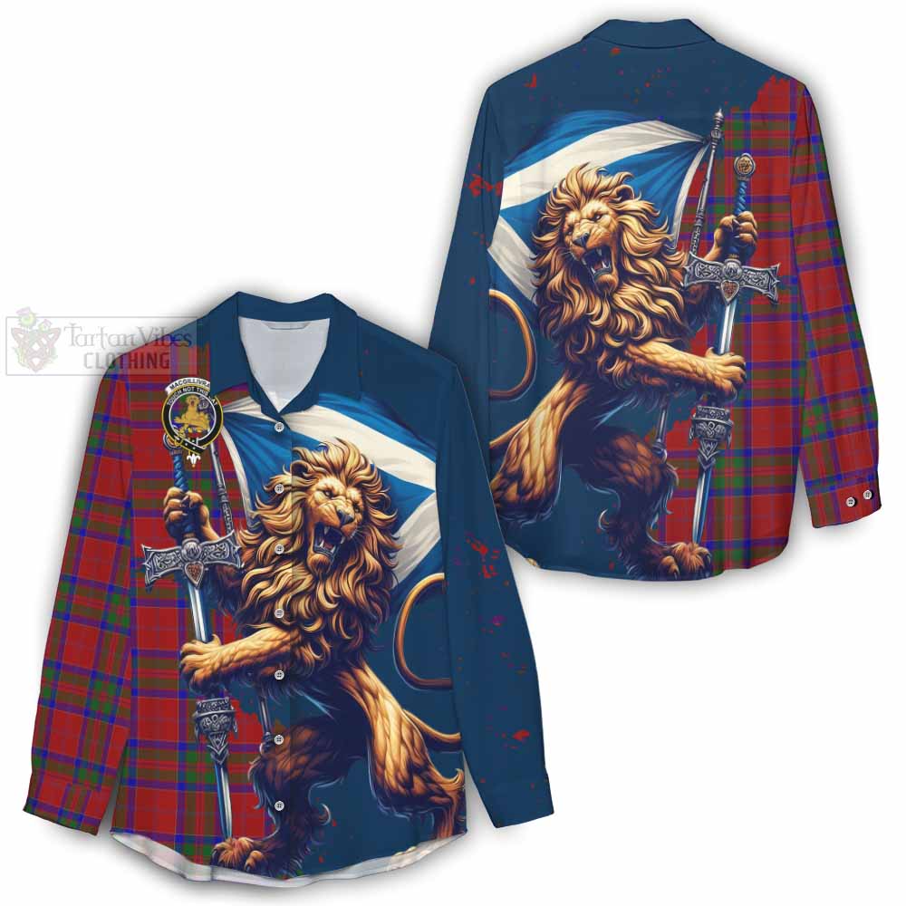 Tartan Vibes Clothing MacGillivray (McGillivray) Tartan Family Crest Women's Casual Shirt with Scottish Majestic Lion