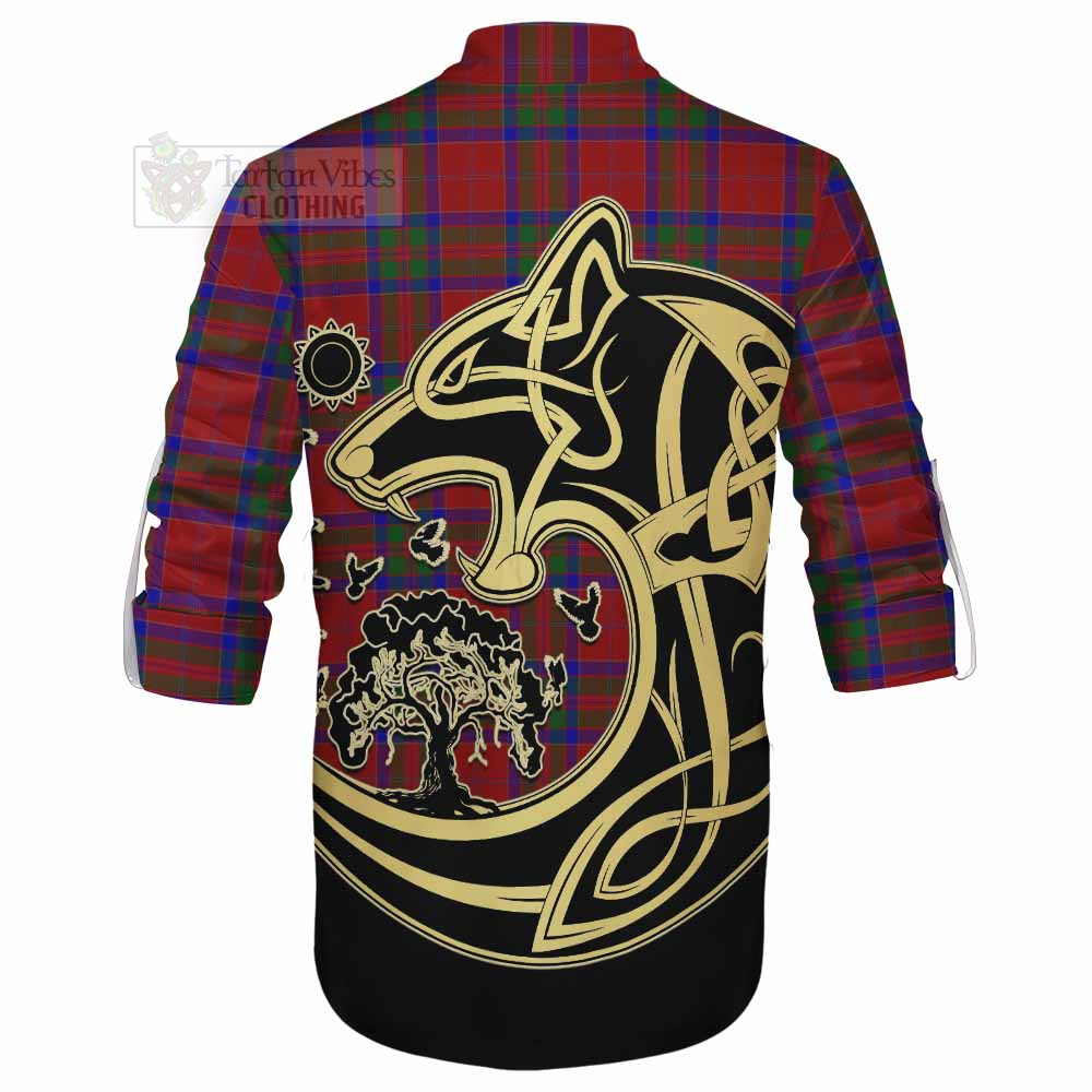 Tartan Vibes Clothing MacGillivray (McGillivray) Tartan Ghillie Kilt Shirt with Family Crest Celtic Wolf Style