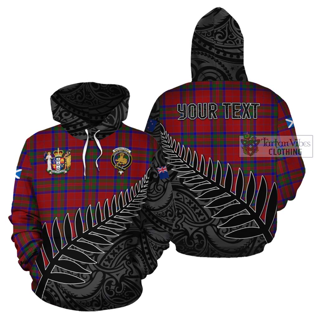 Tartan Vibes Clothing MacGillivray (McGillivray) Crest Tartan Cotton Hoodie with New Zealand Silver Fern Half Style