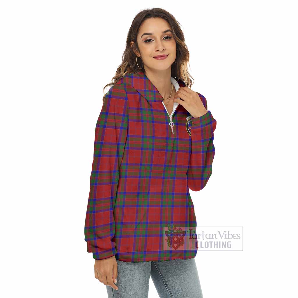 Tartan Vibes Clothing MacGillivray (McGillivray) Tartan Crest Women's Borg  Half Zip Fleece Hoodie