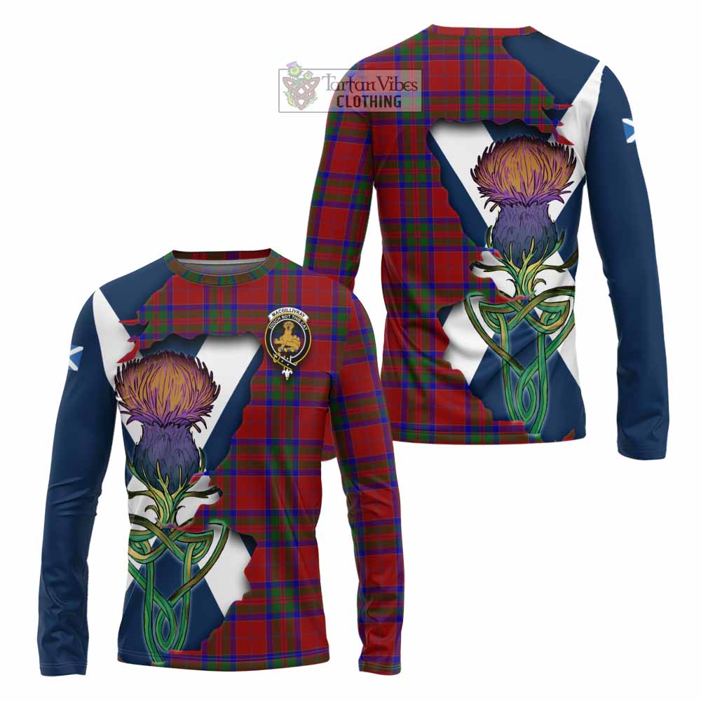 Tartan Vibes Clothing MacGillivray (McGillivray) Tartan Family Crest Long Sleeve T-Shirt Scottish Thistle Celtic Inspired