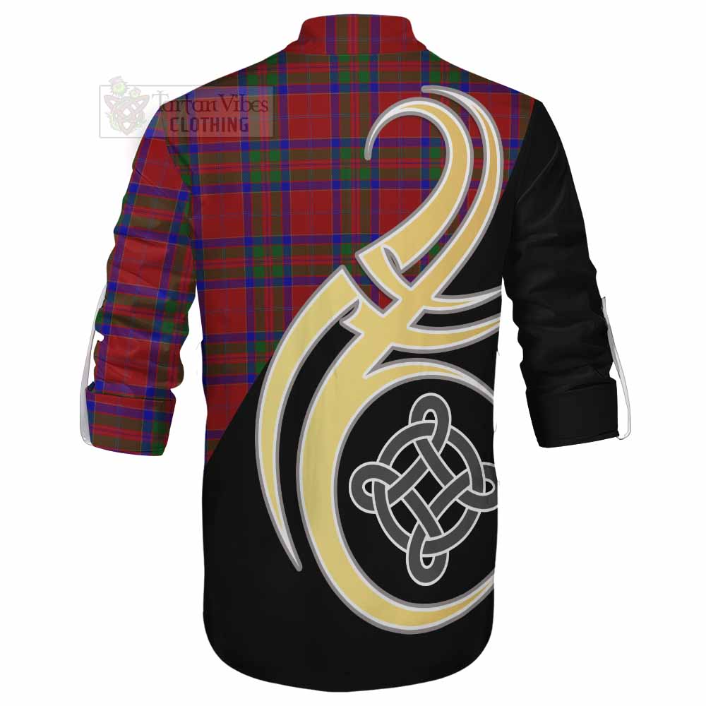 Tartan Vibes Clothing MacGillivray (McGillivray) Tartan Ghillie Kilt Shirt with Family Crest and Celtic Symbol Style