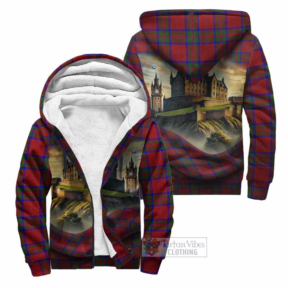 Tartan Vibes Clothing MacGillivray (McGillivray) Tartan Family Crest Sherpa Hoodie with Scottish Ancient Castle Style
