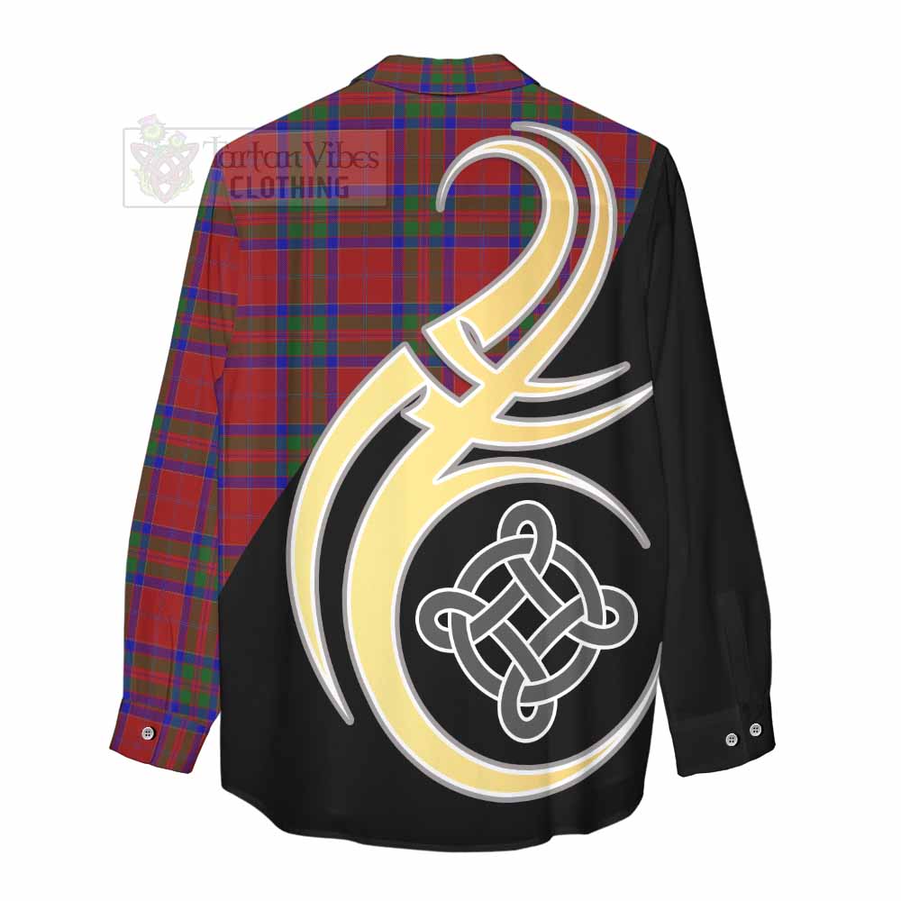 Tartan Vibes Clothing MacGillivray (McGillivray) Tartan Women's Casual Shirt with Family Crest and Celtic Symbol Style