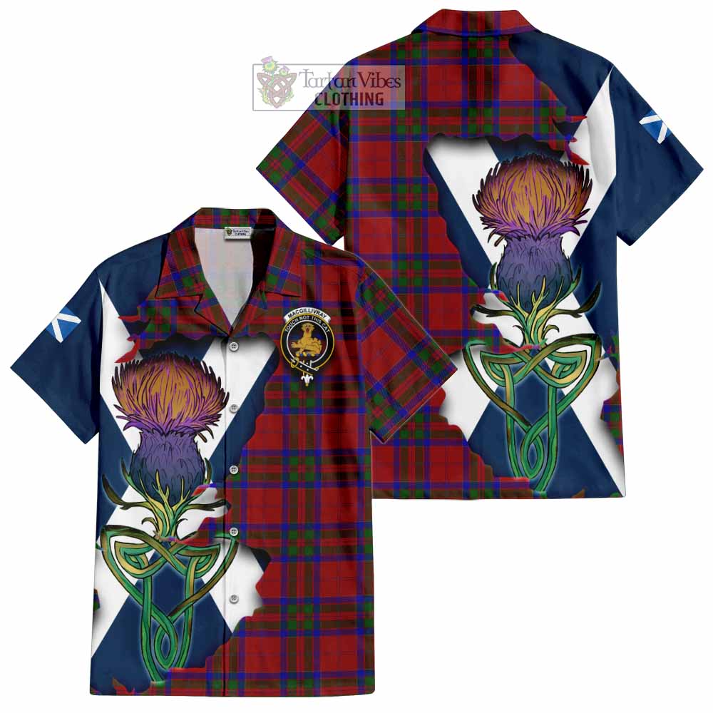 Tartan Vibes Clothing MacGillivray (McGillivray) Tartan Family Crest Short Sleeve Button Shirt Scottish Thistle Celtic Inspired