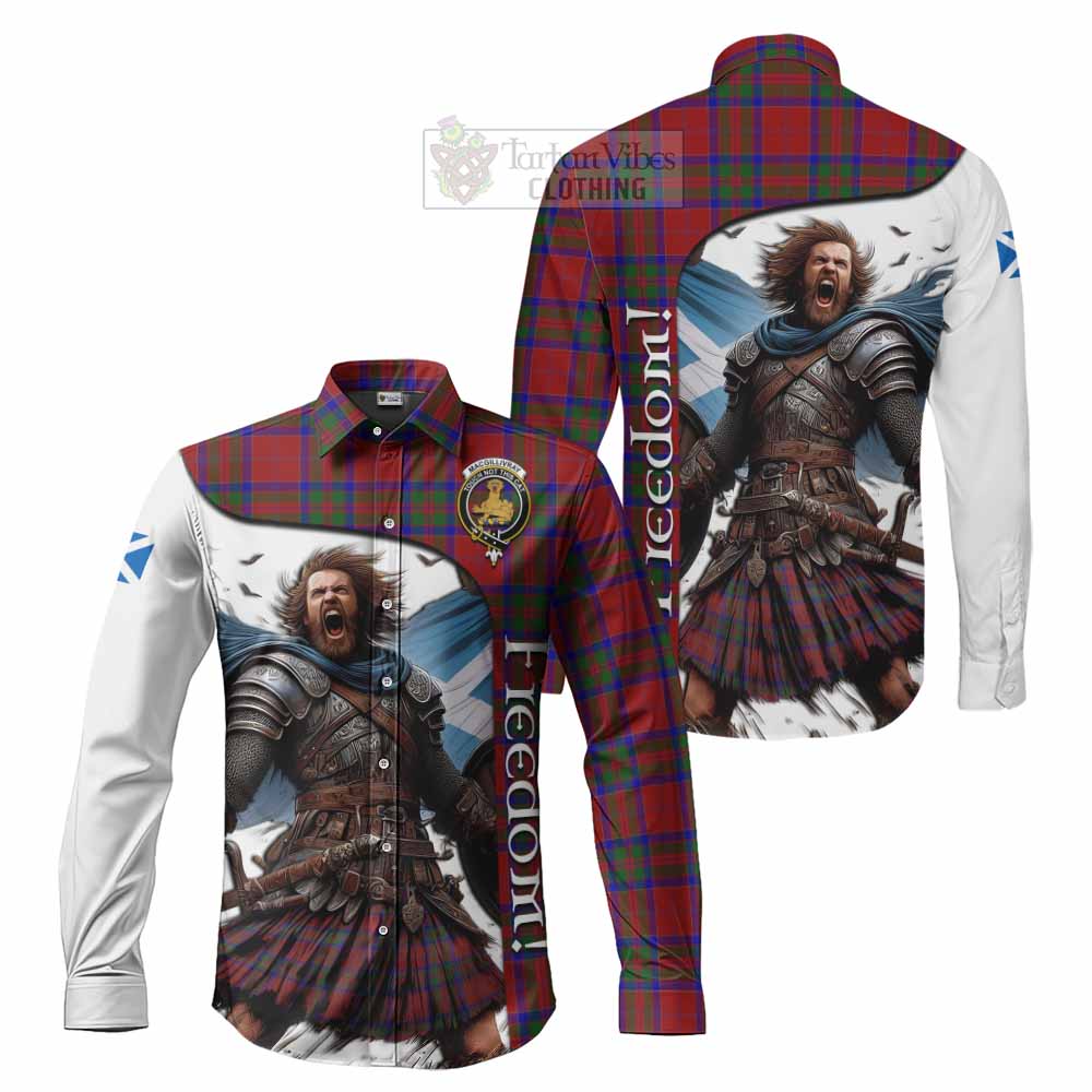 Tartan Vibes Clothing MacGillivray (McGillivray) Crest Tartan Long Sleeve Button Shirt Inspired by the Freedom of Scottish Warrior