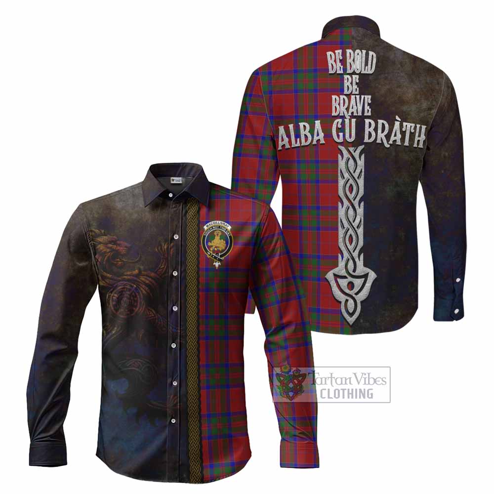 Tartan Vibes Clothing MacGillivray (McGillivray) Tartan Family Crest Long Sleeve Button Shirt Alba Gu Brath Be Brave Lion Ancient Style