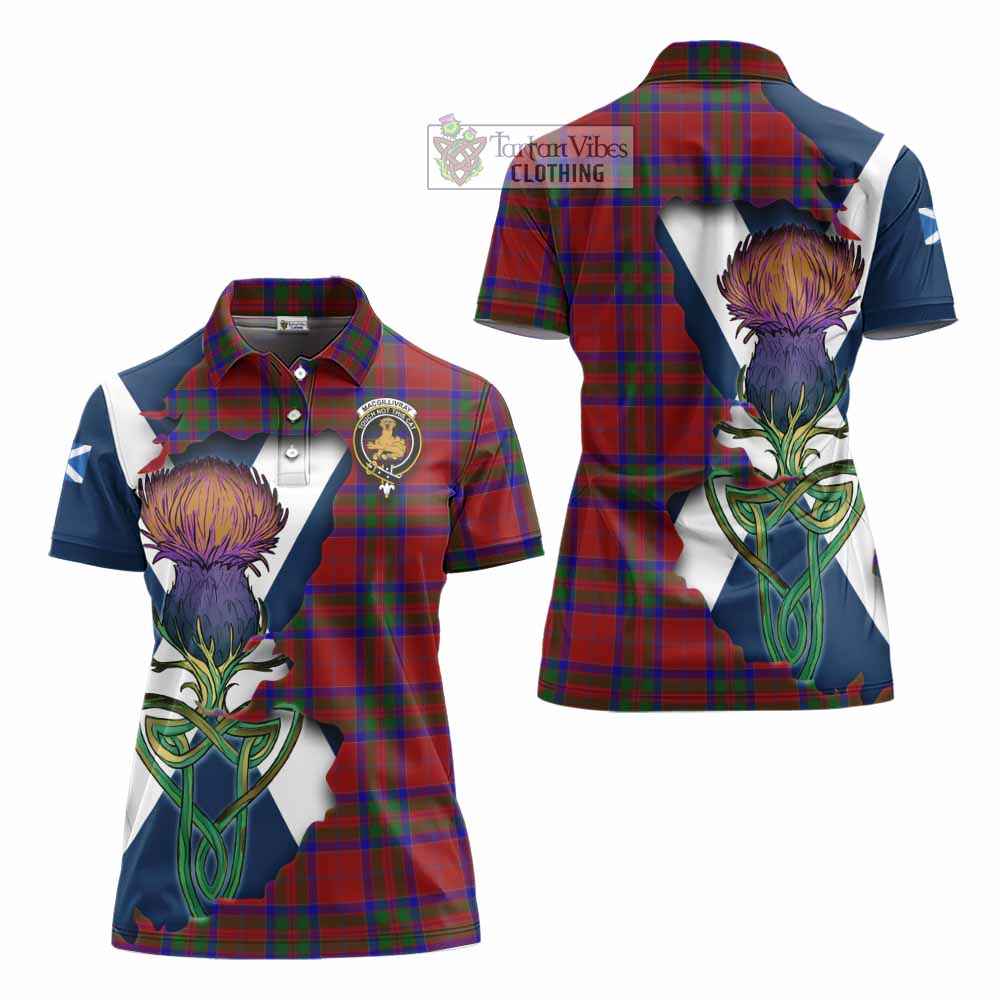 Tartan Vibes Clothing MacGillivray (McGillivray) Tartan Family Crest Women's Polo Shirt Scottish Thistle Celtic Inspired