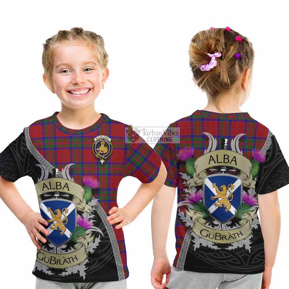 Tartan Vibes Clothing MacGillivray (McGillivray) Tartan Family Crest Kid T-Shirt Lion Rampant Royal Thistle Shield Celtic Inspired