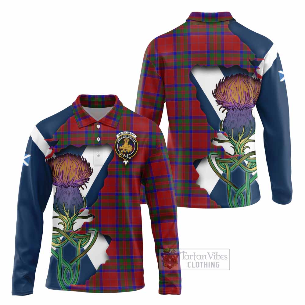 Tartan Vibes Clothing MacGillivray (McGillivray) Tartan Family Crest Long Sleeve Polo Shirt Scottish Thistle Celtic Inspired