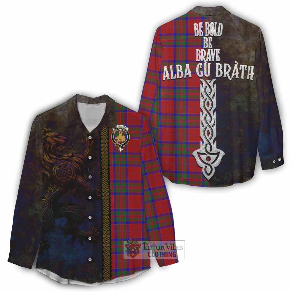 Tartan Vibes Clothing MacGillivray (McGillivray) Tartan Family Crest Women's Casual Shirt Alba Gu Brath Be Brave Lion Ancient Style