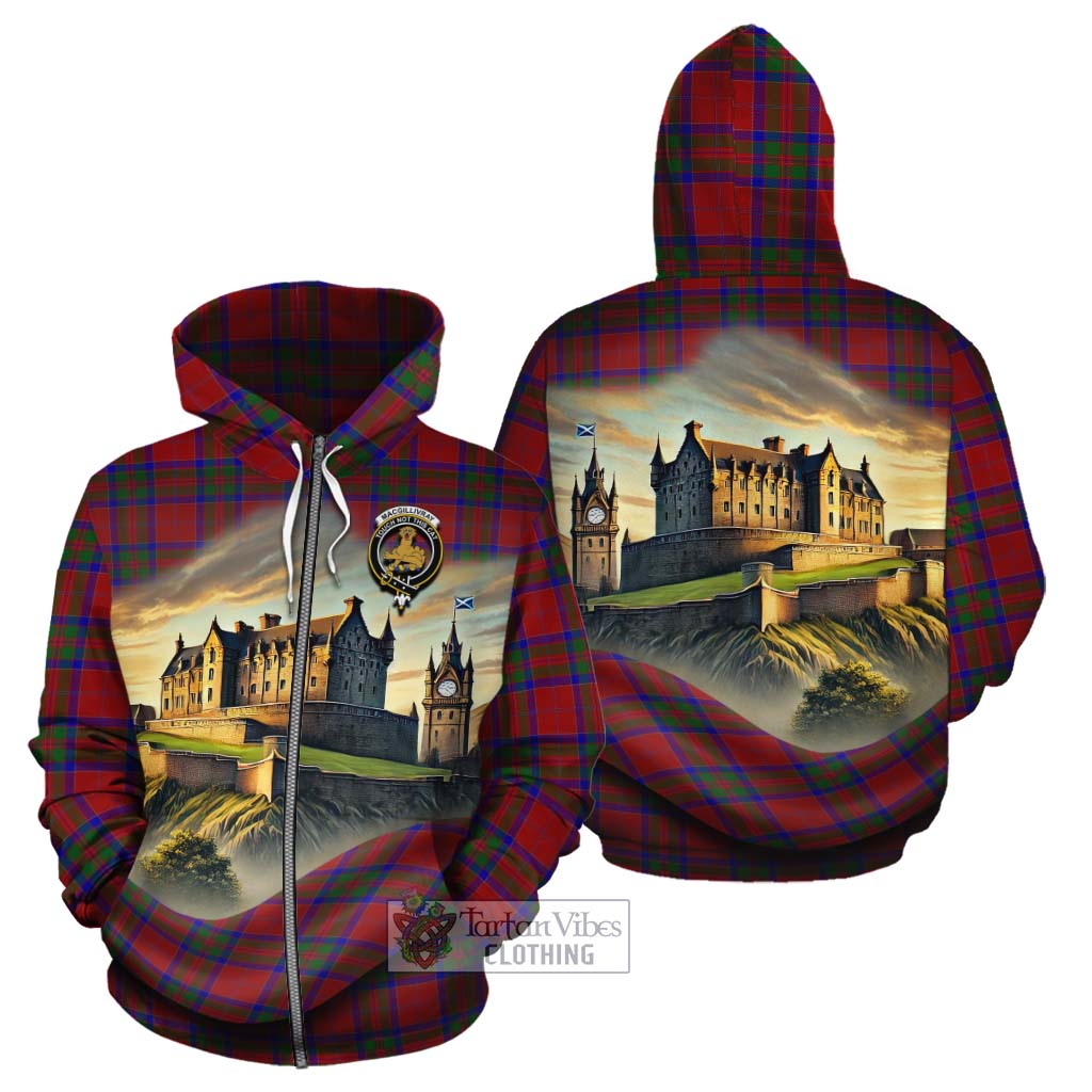 Tartan Vibes Clothing MacGillivray (McGillivray) Tartan Family Crest Cotton Hoodie with Scottish Ancient Castle Style
