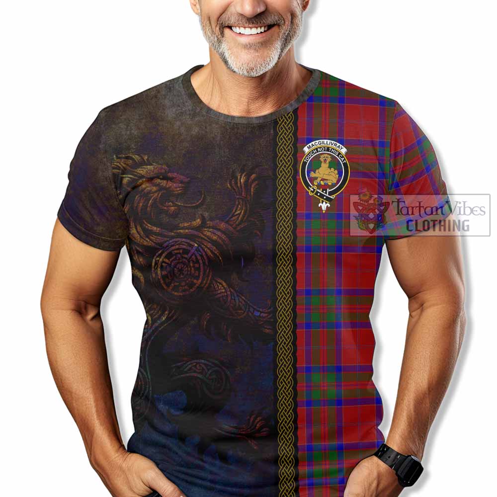 Tartan Vibes Clothing MacGillivray (McGillivray) Tartan Family Crest T-Shirt Alba Gu Brath Be Brave Lion Ancient Style