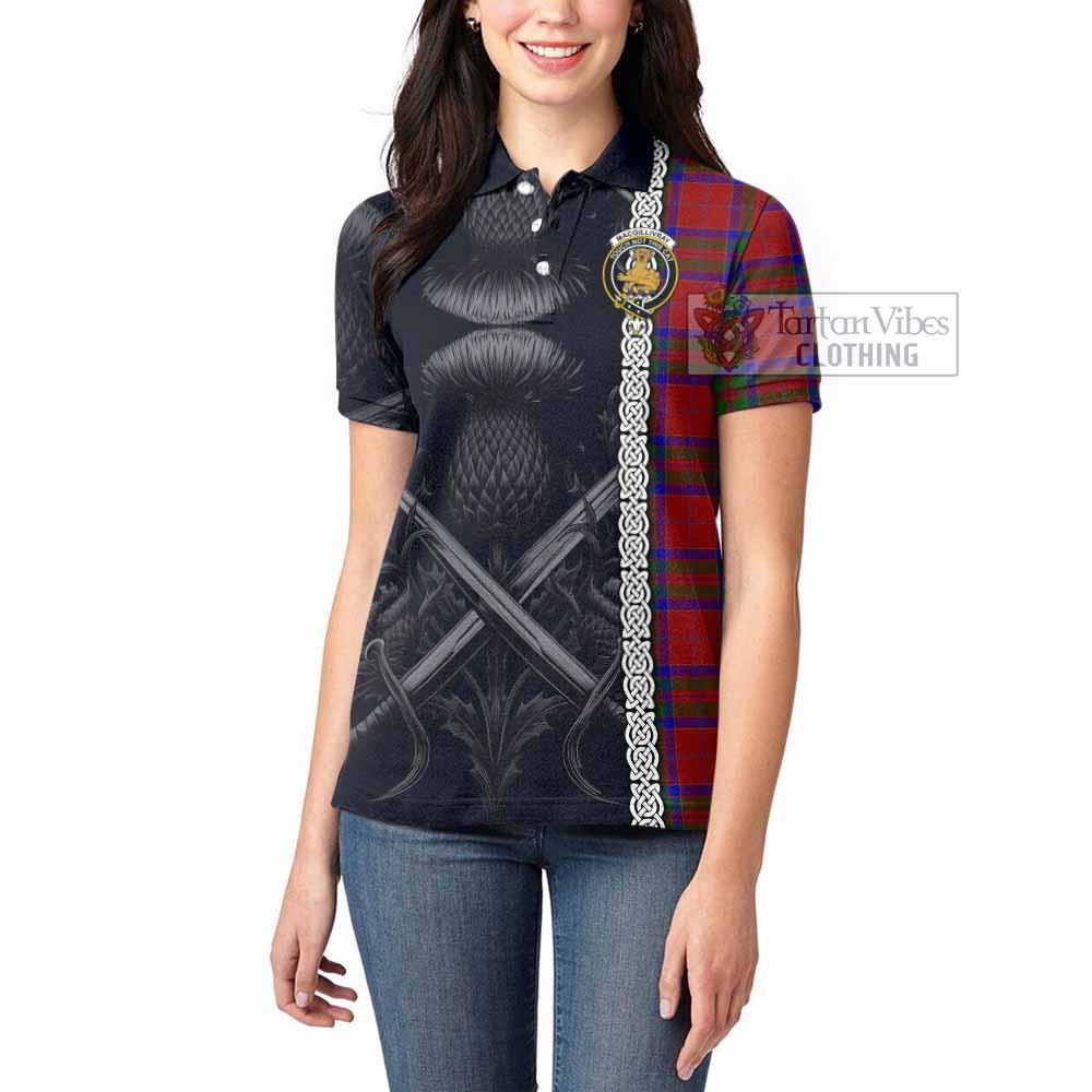 Tartan Vibes Clothing MacGillivray (McGillivray) Tartan Women's Polo Shirt with Family Crest Cross Sword Thistle Celtic Vibes