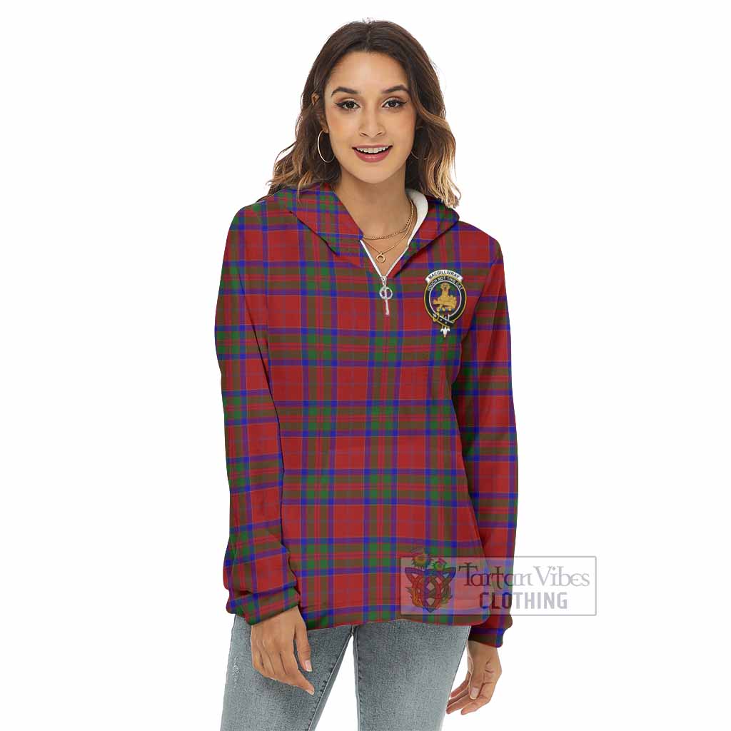 Tartan Vibes Clothing MacGillivray (McGillivray) Tartan Crest Women's Borg  Half Zip Fleece Hoodie