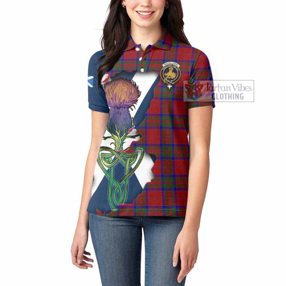 Tartan Vibes Clothing MacGillivray (McGillivray) Tartan Family Crest Women's Polo Shirt Scottish Thistle Celtic Inspired
