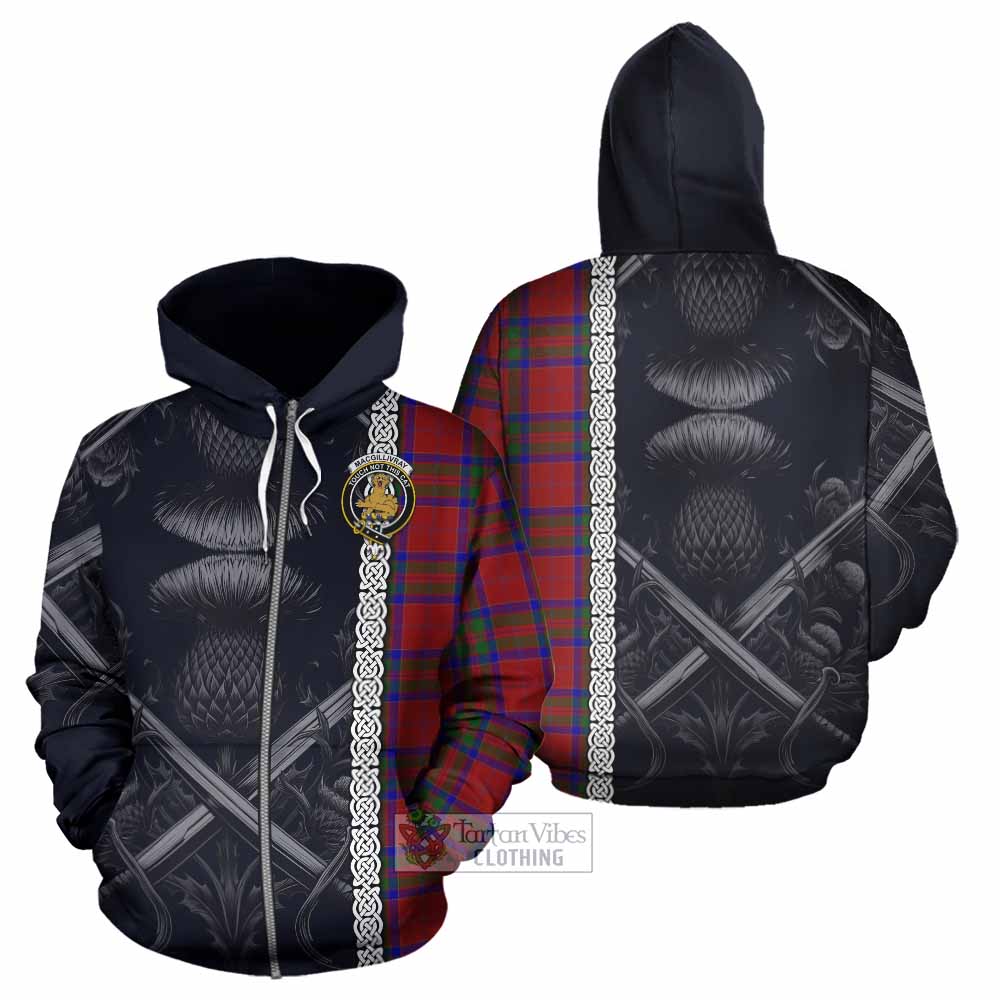 Tartan Vibes Clothing MacGillivray (McGillivray) Tartan Hoodie with Family Crest Cross Sword Thistle Celtic Vibes
