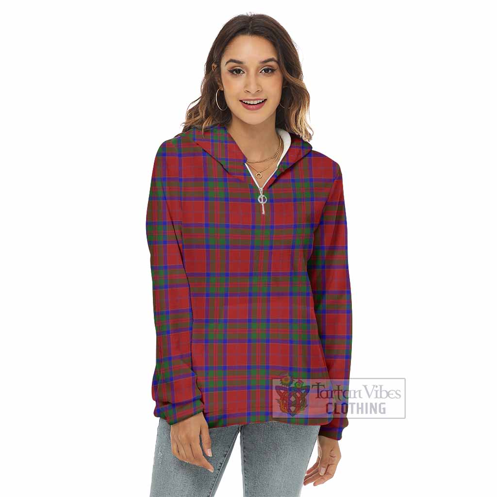 Tartan Vibes Clothing MacGillivray (McGillivray) Tartan Women's Borg  Half Zip Fleece Hoodie