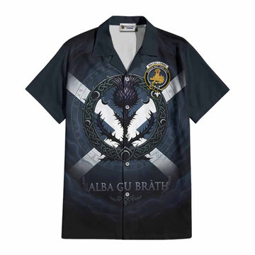 MacGillivray (McGillivray) Clan Crest Cotton Hawaiian Shirt with Celtic Knot Thistle and Saltire